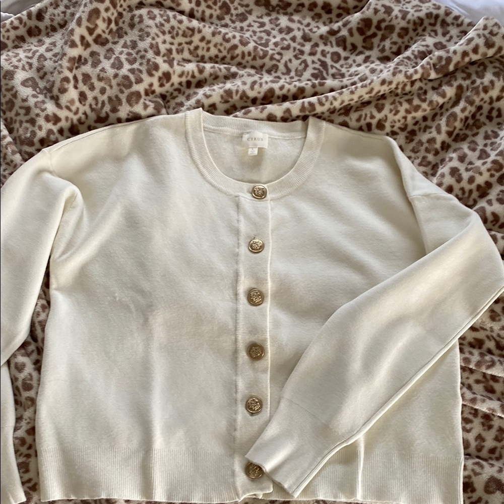Cyrus Cream Cardigan with Gold Buttons. NWOT